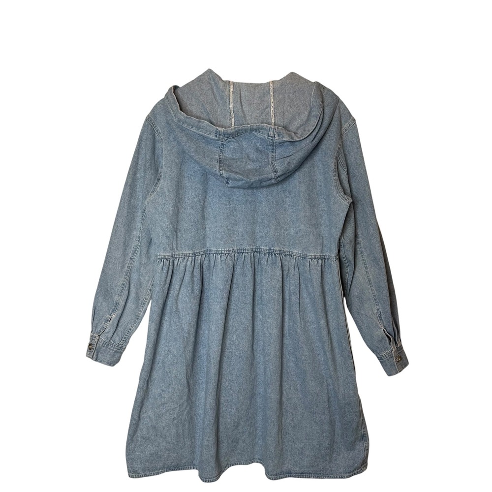 Vintage Jones New York Sport Denim Hooded Babydoll Dress Hoodie size Large - Picture 3 of 4